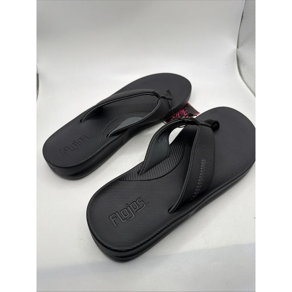 Flojos Mens‎ Black Sandals Tan Flip Flop Shoes Memory Foam Water-Resistant-10